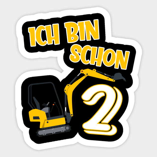 Ich bin schon 2 Kindergeburtstag Bagger Sticker by Foxxy Merch